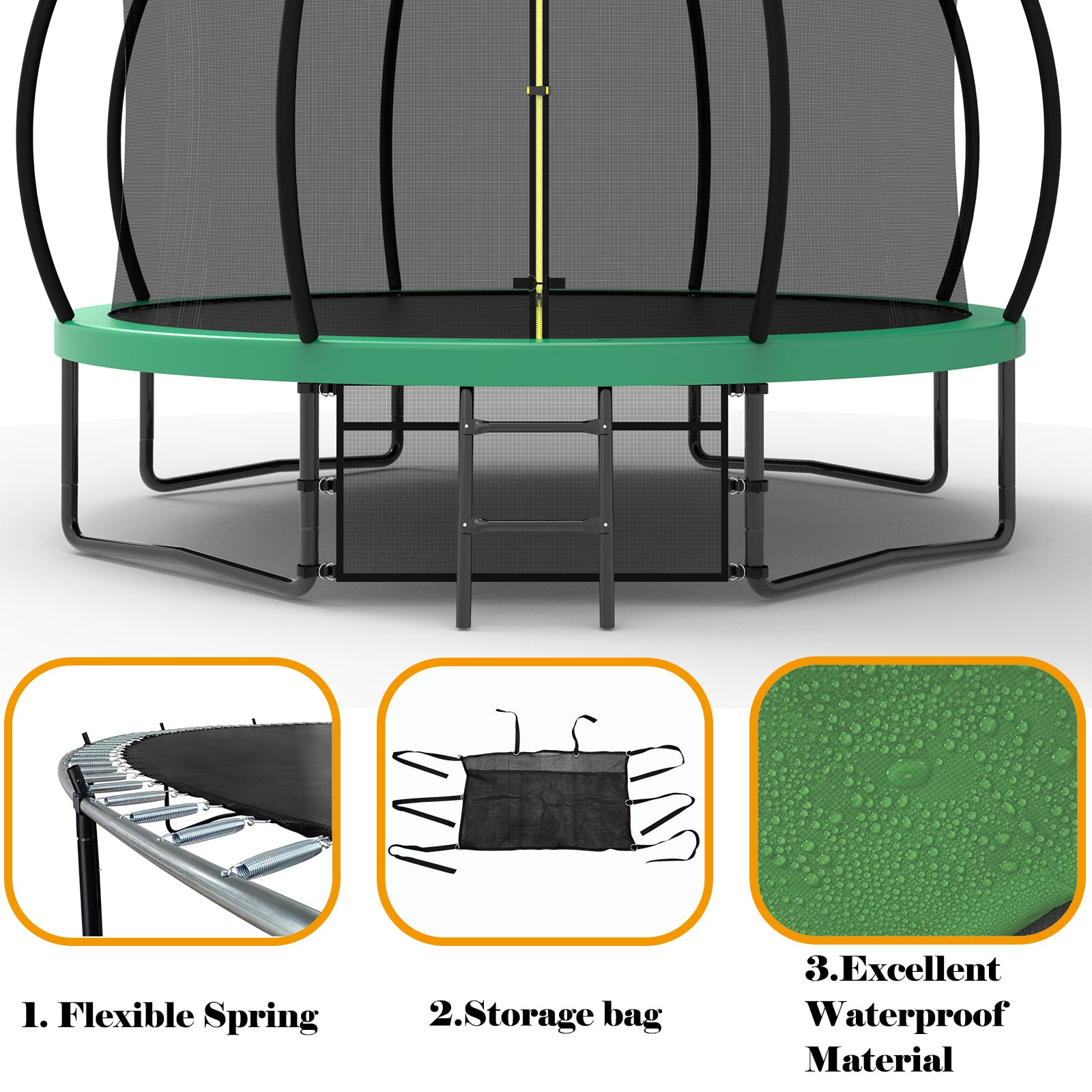12FT Kids Trampoline with Safety Enclosure Net & Ladder - Outdoor Bounce Trampoline for Backyard, Garden, and Playground Fun - Perfect for Family Recreation & Exercise