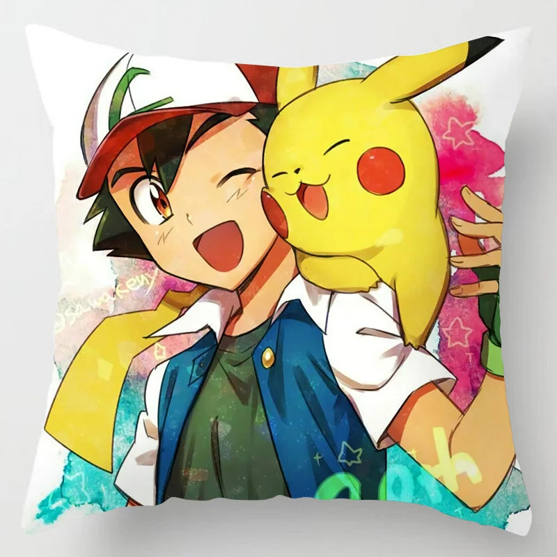 Pokemon Pillow & Cushion Covers - Soft Anime Character Bedding Decor for Kids Room, Gaming Chair, Sofa & Car Accessories