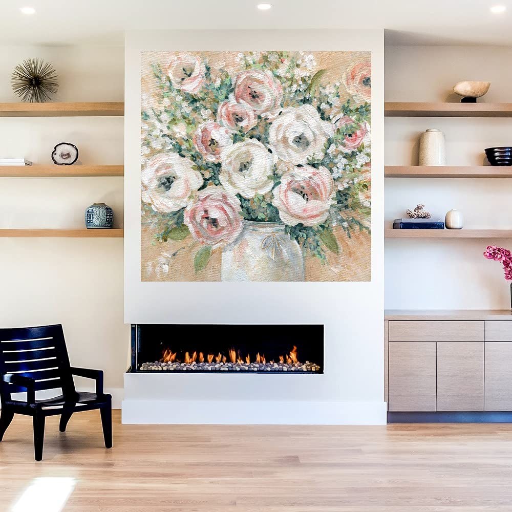 Pretty in Pink Abstract Floral Canvas Wall Art by Carol Robinson - 32x32 Inch Ready to Hang Painting for Living Room, Bedroom, Office Decor - Modern Home & Gift Idea for Women