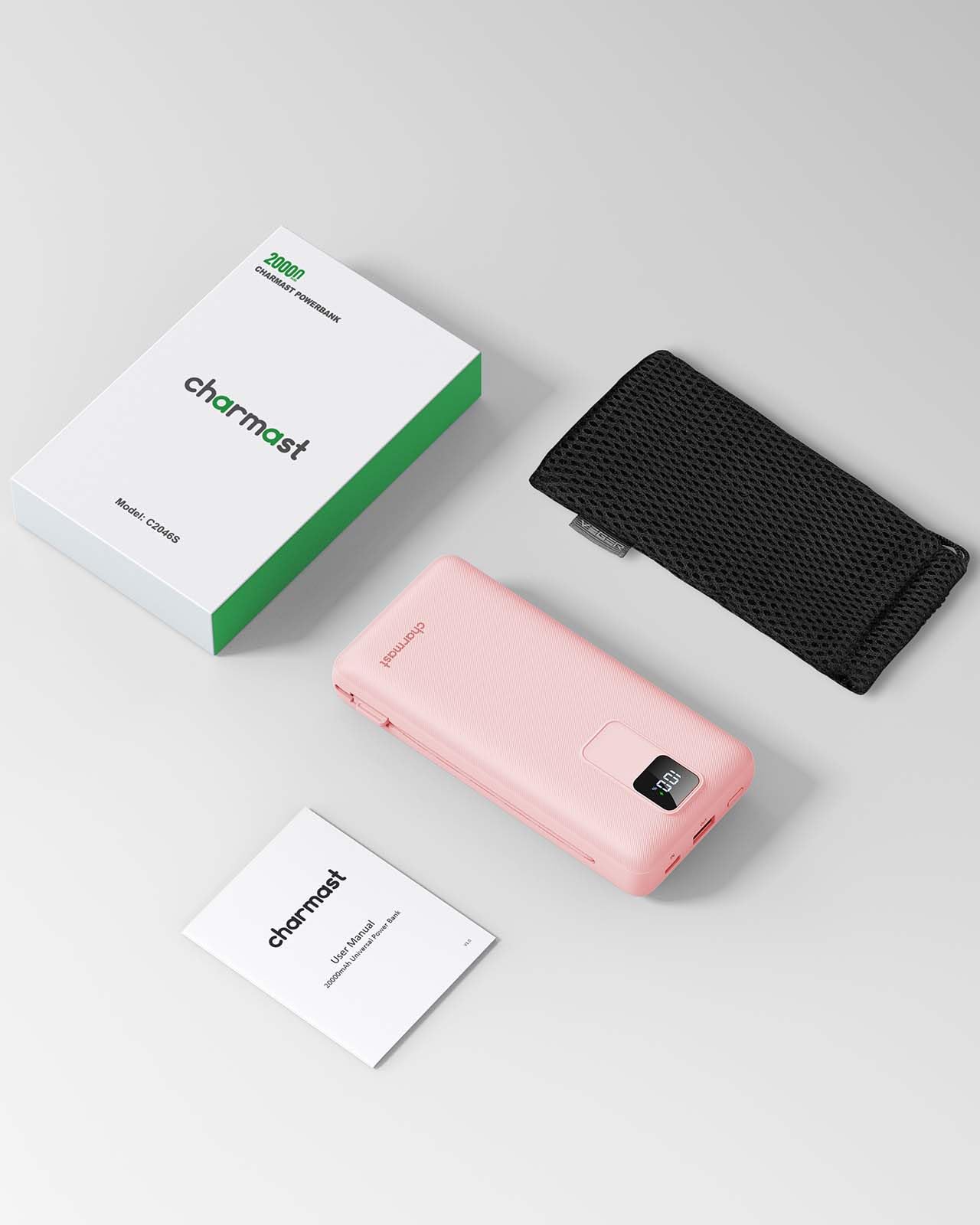 Charmast 20000mAh Portable Charger with Built-in Cables & Wall Plug - 20W Fast Charging Power Bank for iPhone 16/15/14/13, Samsung, Google, iPad - Perfect for Travel, Camping & Emergency Power Backup