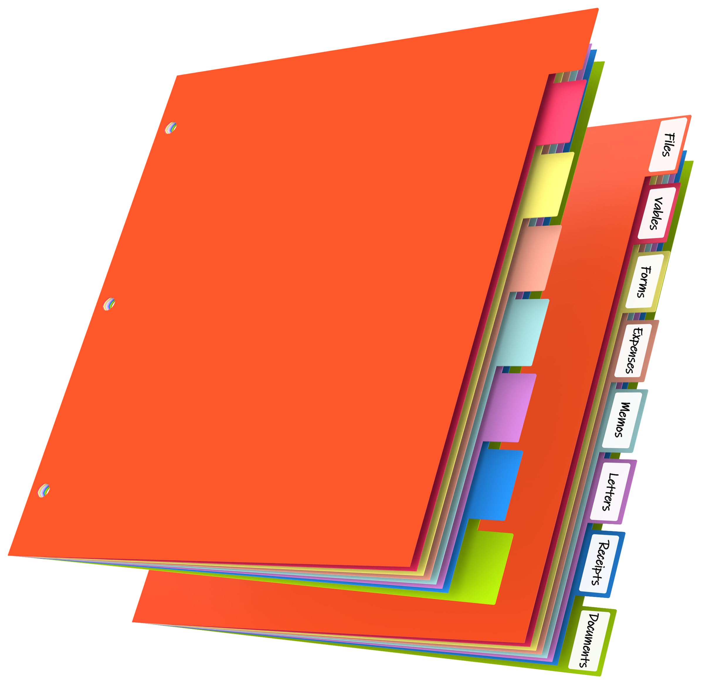 16-Piece Multicolor 3-Ring Binder Dividers with Tabs - 2 Sets of 8 Tab Dividers for Organizing School, Office & Home Documents - Durable Plastic Page Dividers for Notebooks, Files & Presentations