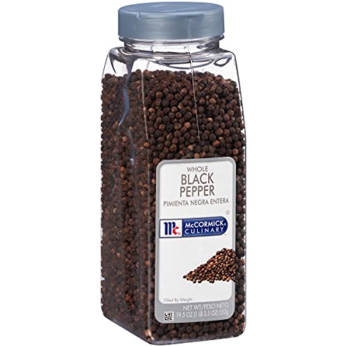 Premium Whole Black Peppercorns by McCormick Culinary - 19.5 oz Bulk Container for Grinders, Cooking & Seasoning | Perfect for Steaks, Soups, Salads, Marinades & Homemade Spice Blends | Restaurant-Quality Peppercorns for Chefs & Home Cooks