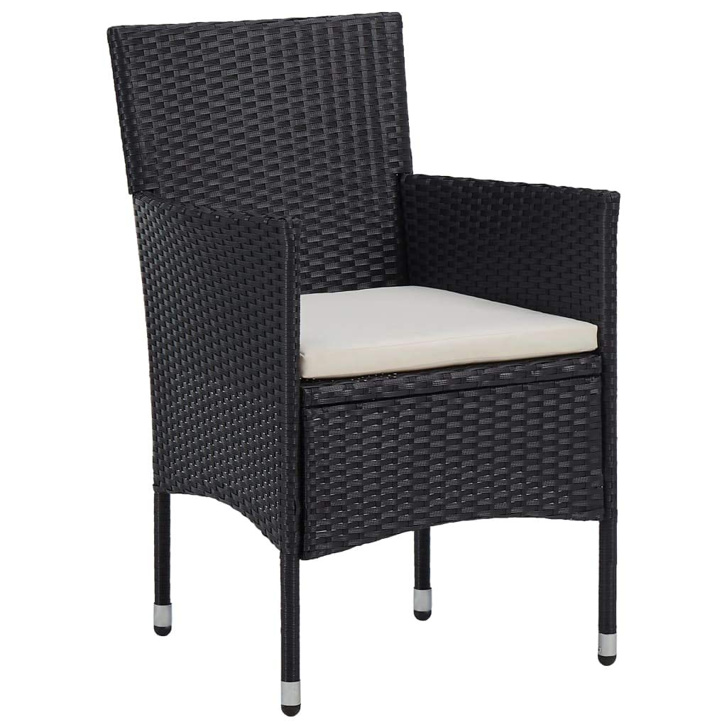 **2-Piece Black Poly Rattan Outdoor Dining Chairs - Patio, Deck, Garden, Lawn, Terrace & Backyard Seating - Weather-Resistant Wicker Furniture for Relaxing & Entertaining**