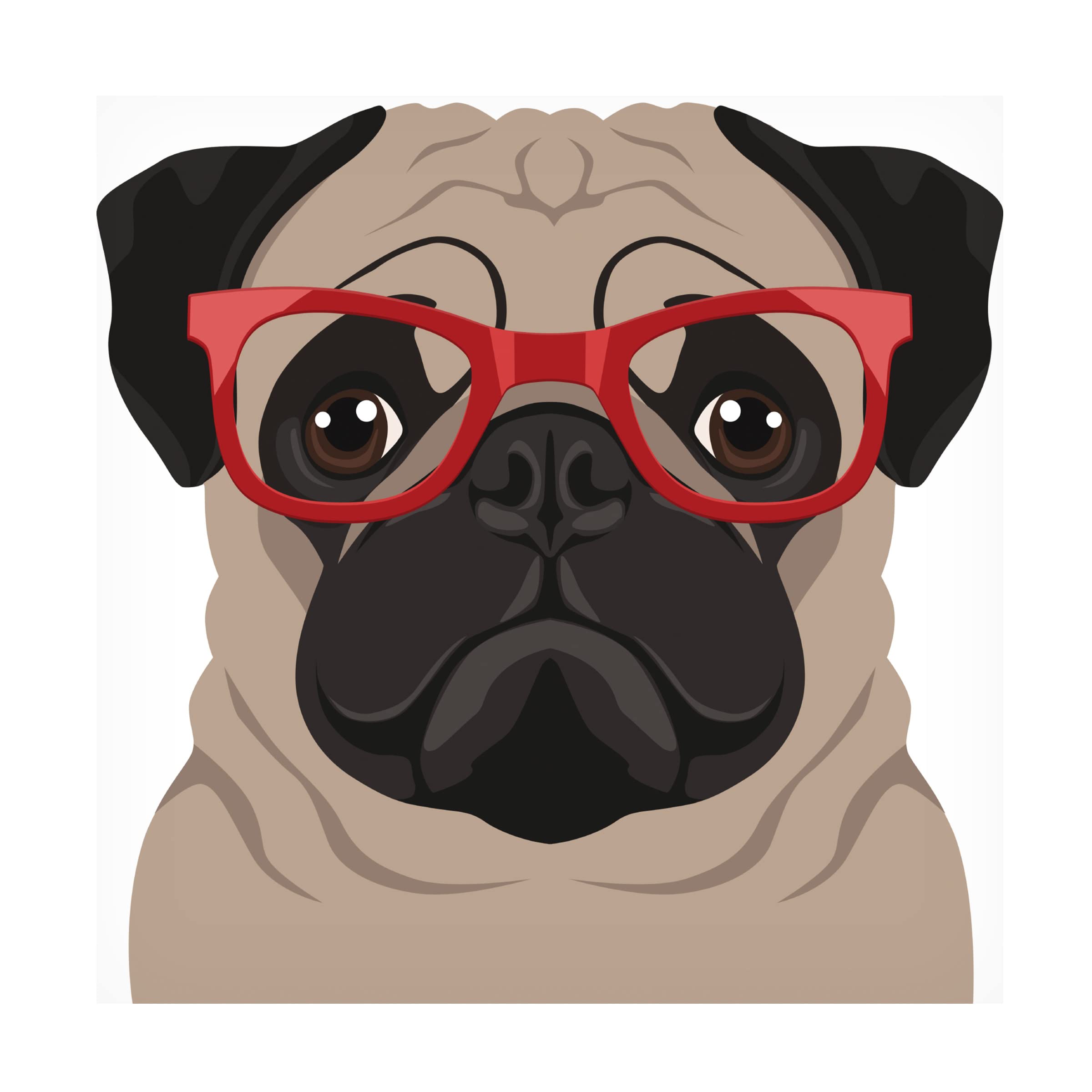 Pug Wearing Hipster Glasses Canvas Wall Art - Funny Dog Portrait Painting for Living Room Decor, Office & Gifts | Premium Quality by Trademark Fine Art