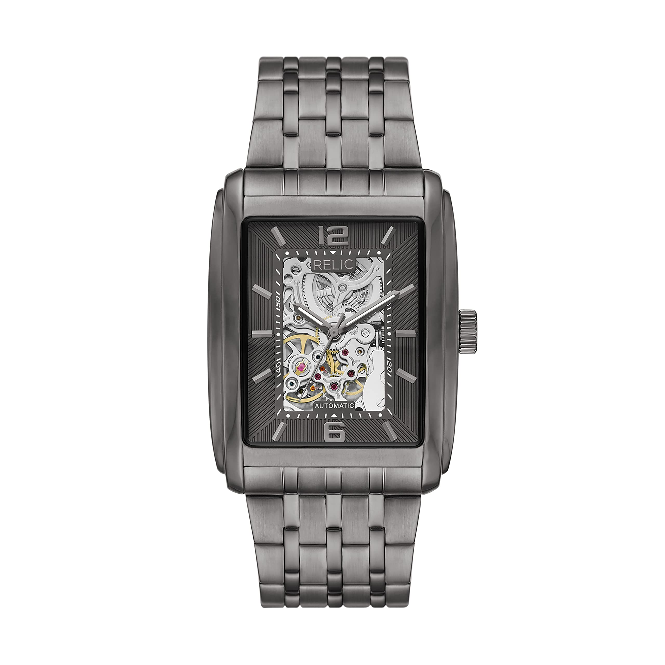 Fossil Men's Allen Stainless Steel Rectangular Case Bracelet Watch - Casual & Business Wear for Everyday Style