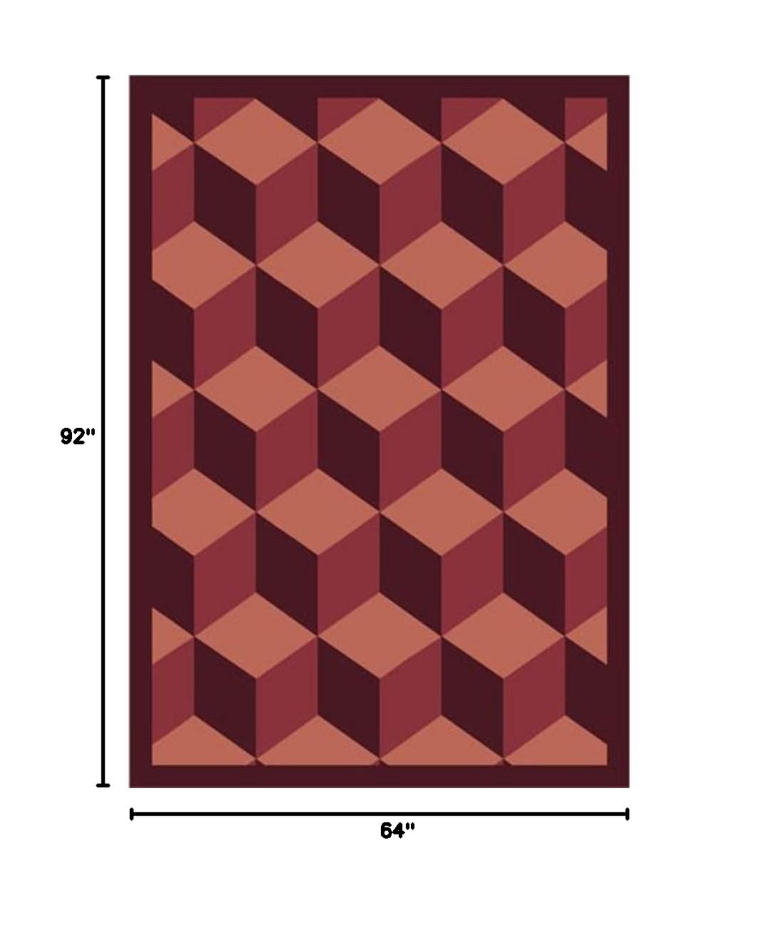 Joy Carpets Kaleidoscope Highrise Whimsical Area Rugs - Burgundy Red Modern Abstract Design Non-Slip Living Room Rug for Home Decor, Bedroom, Nursery & Playroom