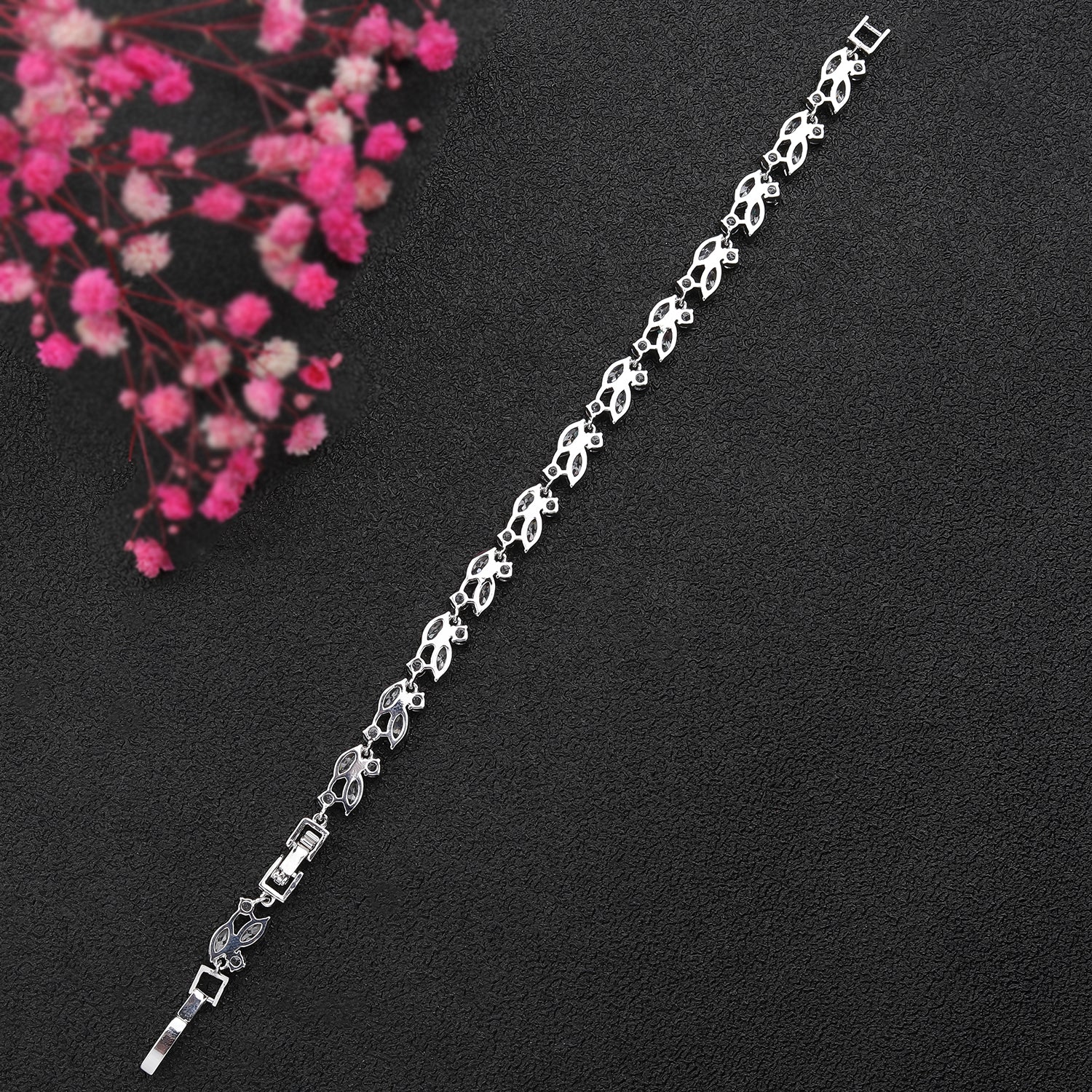 5A Cubic Zirconia Silver Bracelet for Women - Elegant Chain Link Jewelry for Party, Wedding & Everyday Wear CK10145