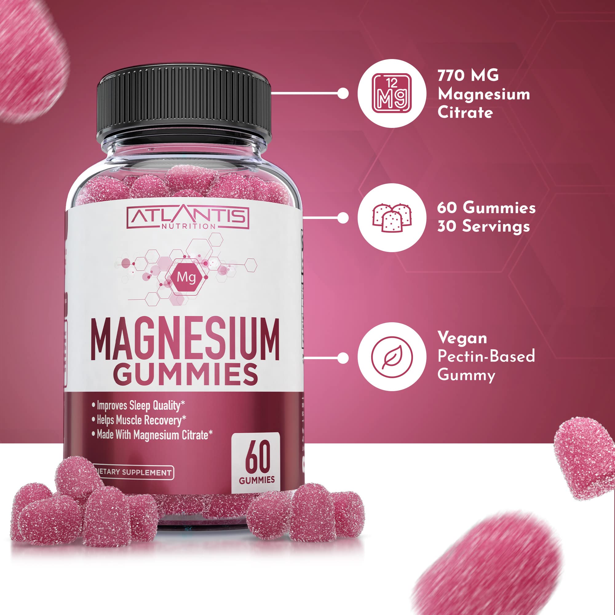 Atlantis Nutrition Hormonal Balance Gummies for Women - PMS Relief with Ashwagandha & Magnesium - Stress Support & Mood Enhancer - Perfect for Daily Wellness & Menstrual Cycle Comfort