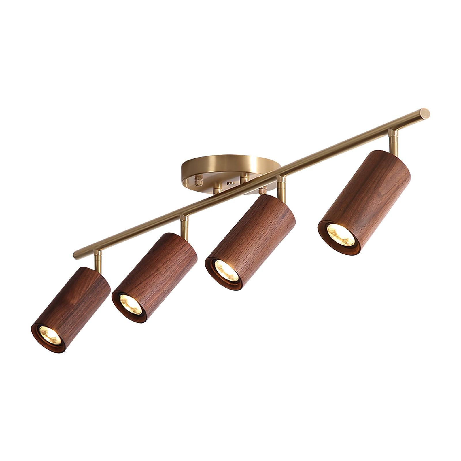 Thio Wooden Track Lighting System - Modern Adjustable Ceiling Lights for Kitchen, Living Room, and Dining Room - Dimmable LED Fixtures with Natural Wood Finish - Perfect for Home and Commercial Spaces