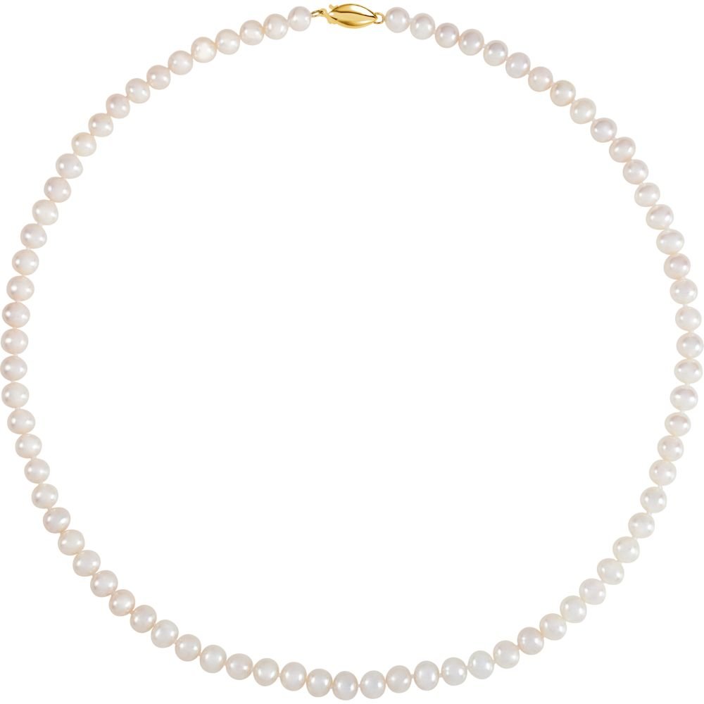 14K Yellow Gold 5.5 to 6mm Freshwater Pearl Pendant Necklace for Women - 18 Inch Elegant Potato Cult Pearl Chain - Perfect for Weddings, Parties & Special Occasions