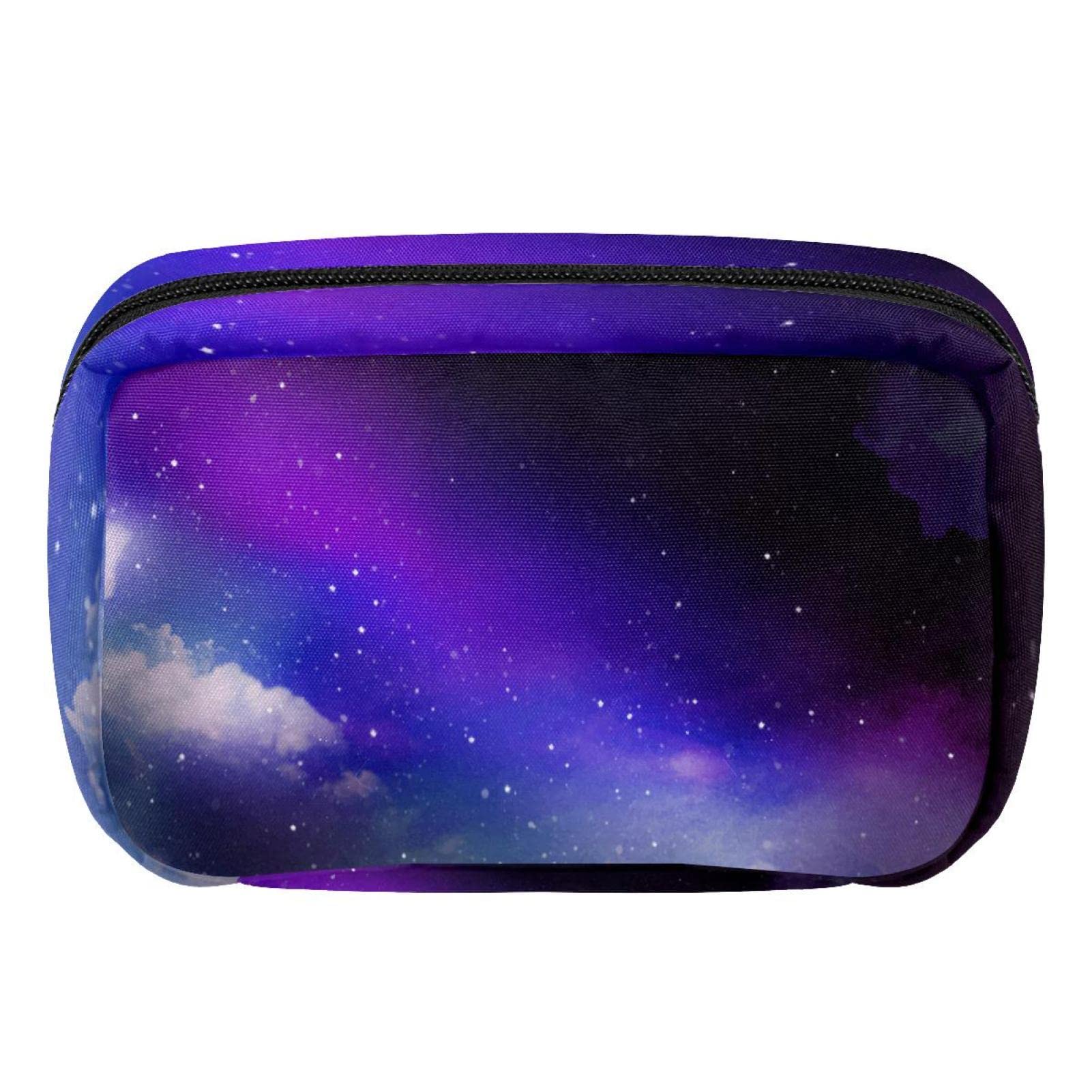 Galaxy Starry Sky Cosmetic Pouch - Small Makeup Bag for Travel & Daily Use | Space-Themed Beauty Organizer (Purple) - Perfect for Cosmetics, Brushes & Accessories