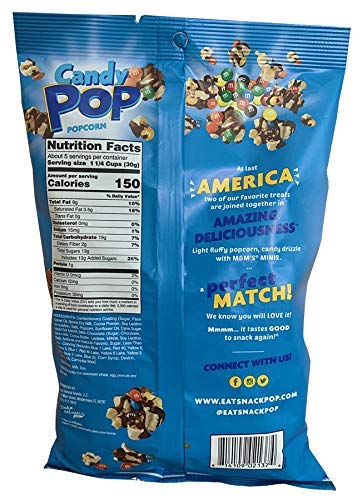 M&M's Minis Candy Coated Popcorn Snack - 5.25oz Non-GMO Chocolate Drizzled Treat with Real M&M's Candies - Perfect for Movie Nights, Parties & Sweet Cravings
