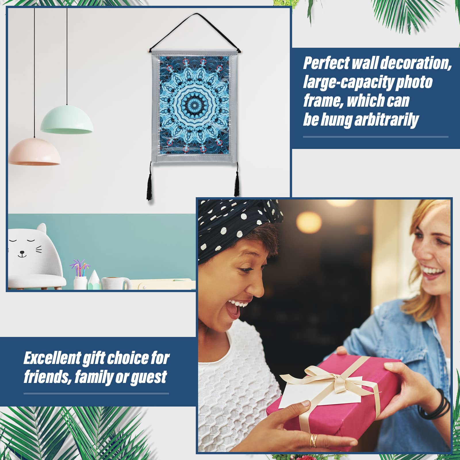 2 Pack Diamond Hanger Frames 12x16 Inch - PVC Picture Frames for Diamond Art, Posters, Photos & Maps with Wooden Stick & Hanging Kit | Perfect for Home Decor, Wall Display & DIY Craft Projects
