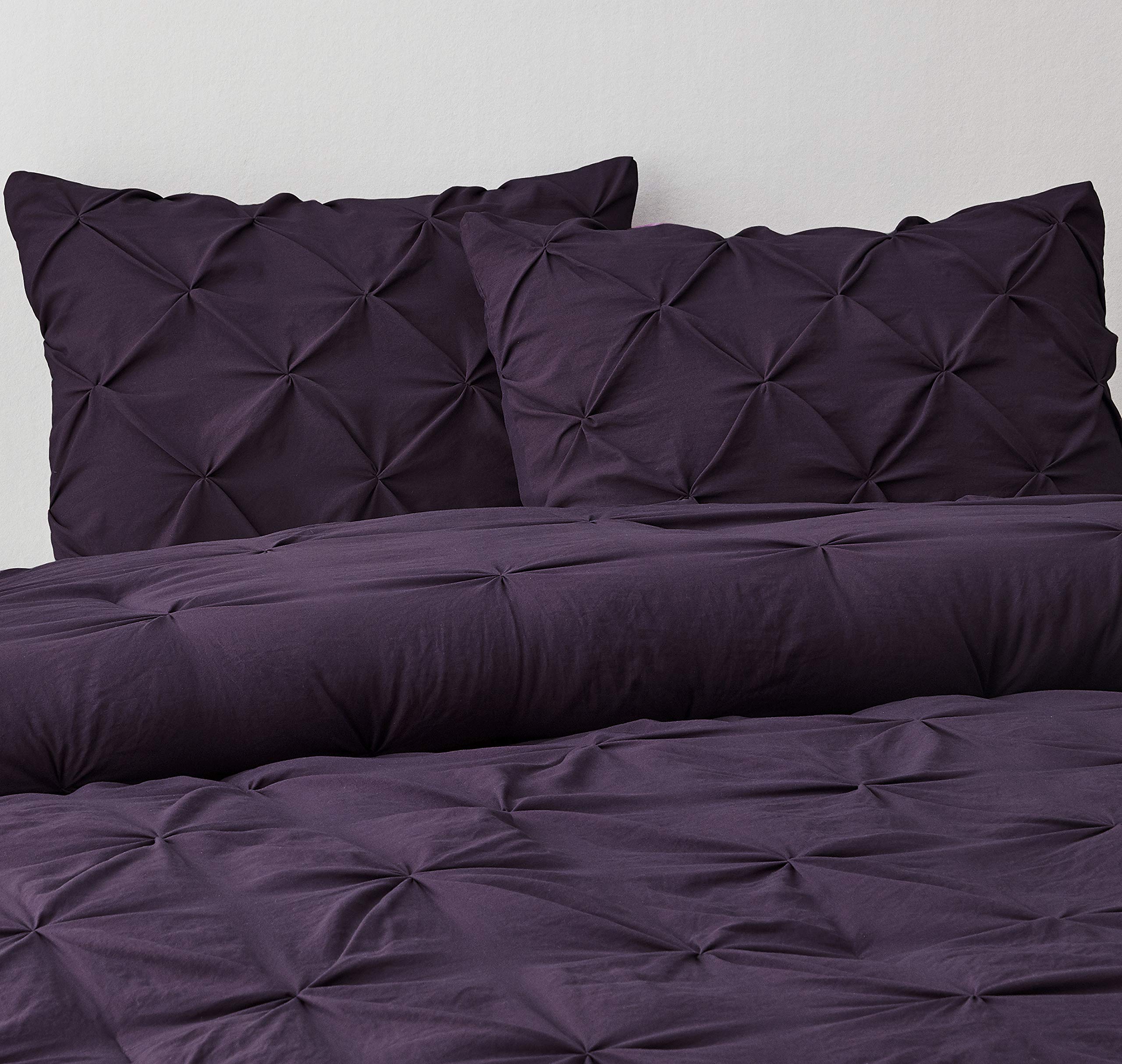 Premium Soft Cotton Comforter Set - All Season Goose Down Alternative Pinch Pleat Duvet Insert - 500 GSM Fill Power - Ultra Soft & Breathable - Queen/Full Size - Eggshell Purple - Perfect for Bedroom, Guest Room & Cozy Home Decor