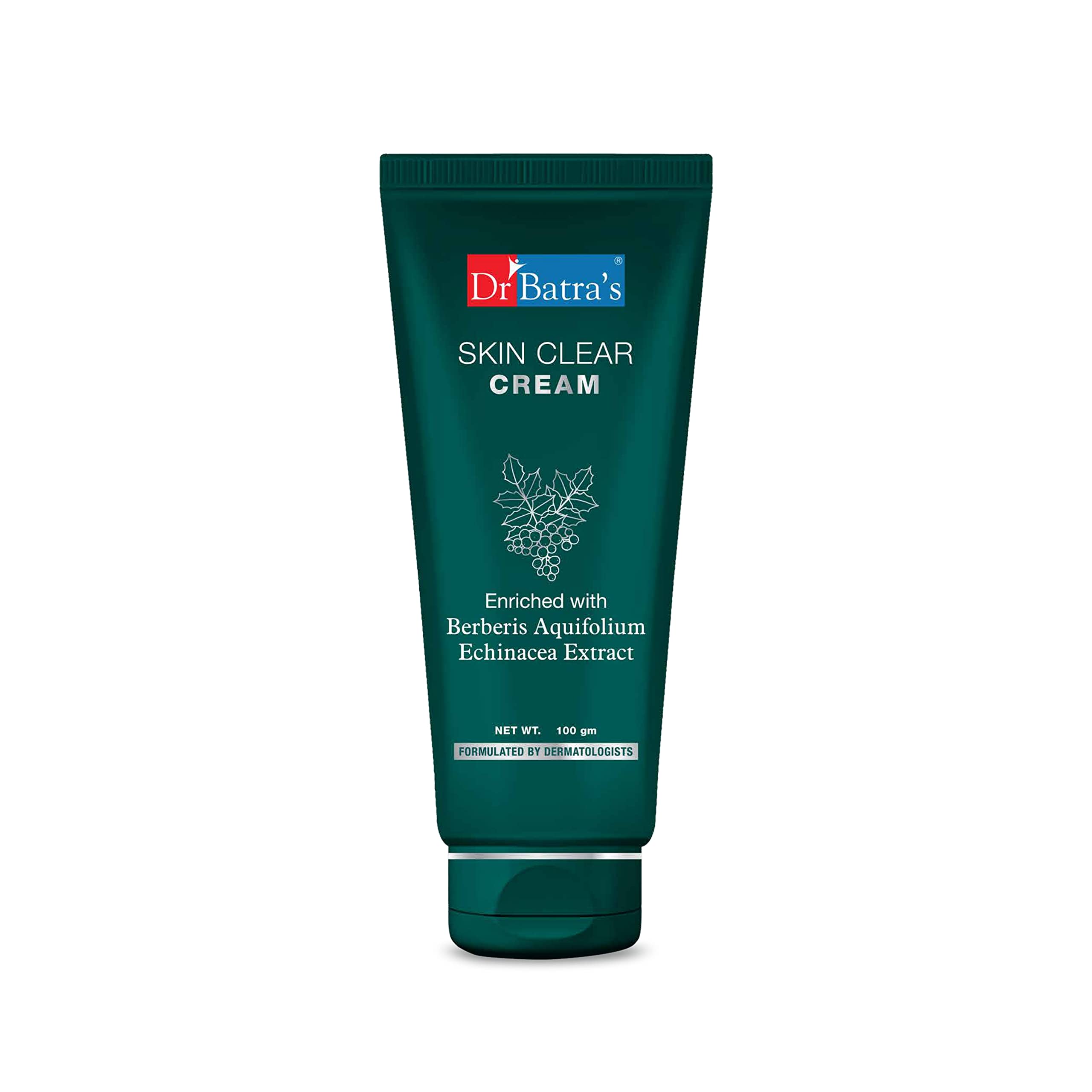 Dr Batra's Skin Clear Cream - 100g | Natural Berberis Aquifolium & Echinacea Formula | SLS & Paraben Free | Smooth & Supple Skin Care | Perfect for Acne-Prone & Sensitive Skin | Daily Moisturizing Solution