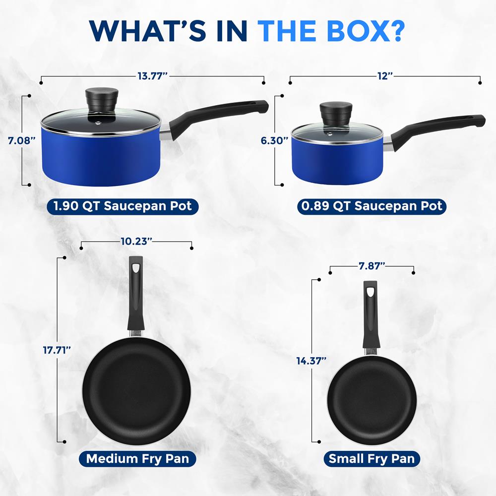 Premium 10-Piece Non-Stick Cookware Set for Home Kitchen - Pots, Pans & Utensils - Perfect for Frying, Boiling & Baking - Ideal for Everyday Cooking & Family Meals