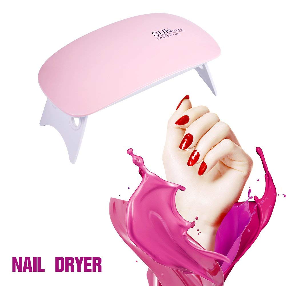 CARAPACE Mini UV LED Nail Lamp - 6W Portable USB Nail Dryer for Gel Polish Curing, 2 Colors (Pink & White) - Perfect for Home Manicures, Nail Art, and Salon Professionals