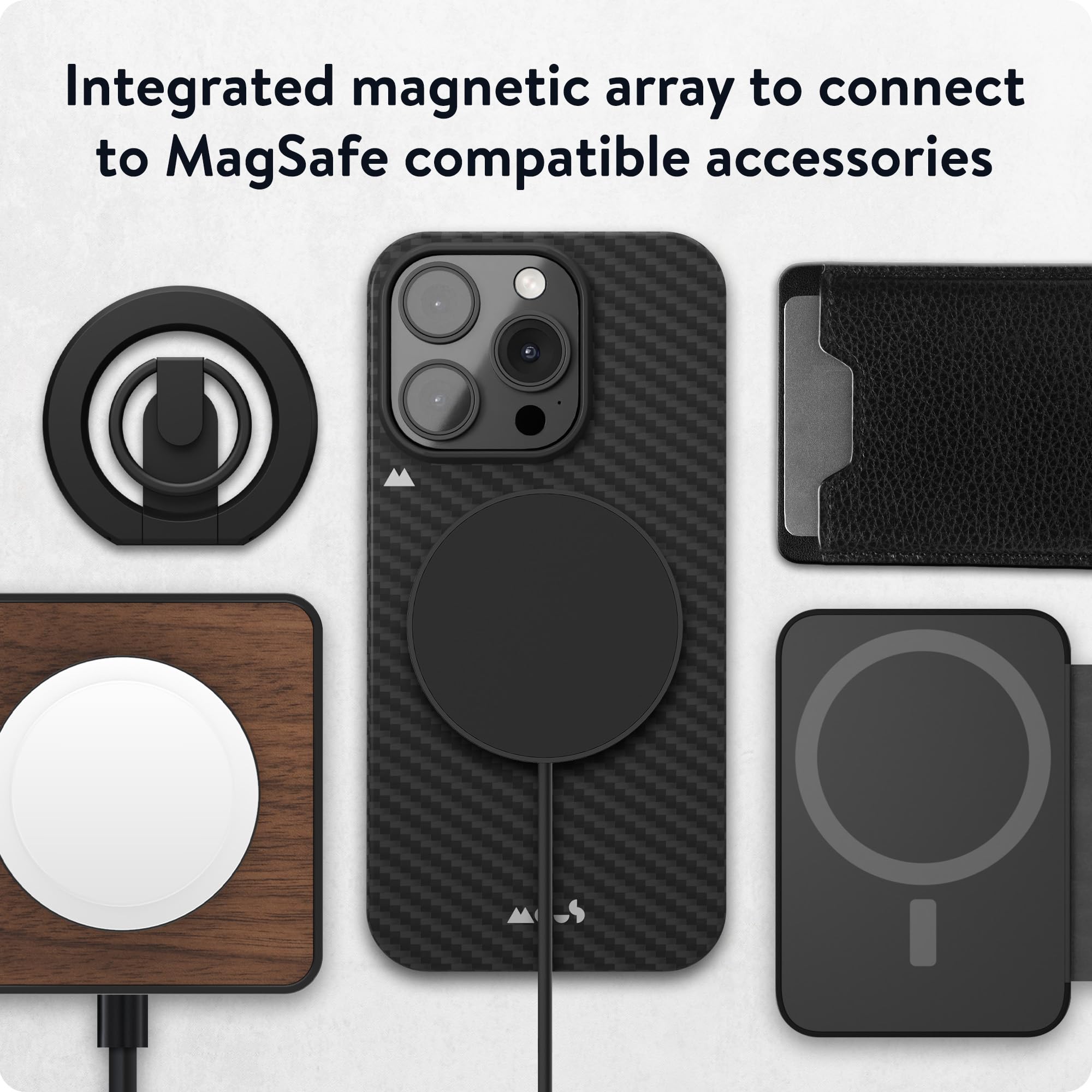 Mous for iPhone 15 Pro Max Case - Ultra Thin MagSafe Compatible Magnetic Phone Cover with Carbon Fiber Design | Perfect for Everyday Protection & Wireless Charging