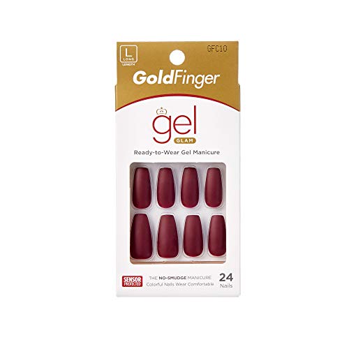 Premium Gold Finger Full Cover Gel Nails - Long Ready-to-Wear Press On Nails for Salon Quality Manicure | Perfect for Parties, Weddings & Special Occasions