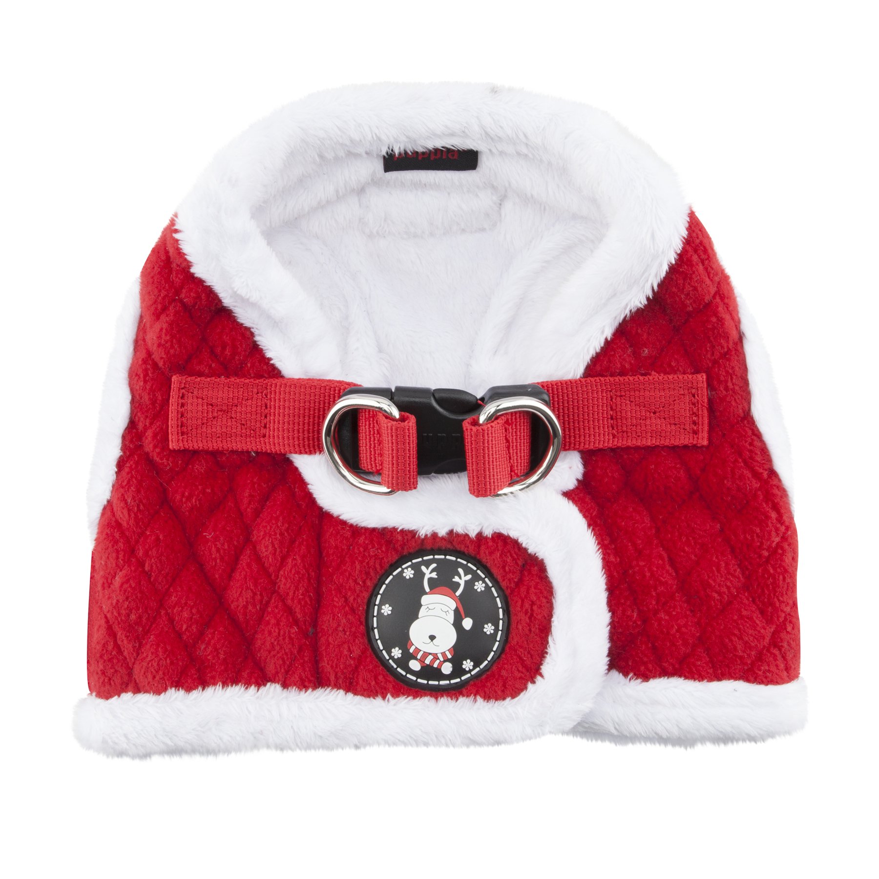 Puppia Blitzen Vest Dog Harness - Step-in Warm Winter Coat for Small & Medium Dogs - Red Small Size - Perfect for Christmas Holidays & Cold Weather Outdoor Walks