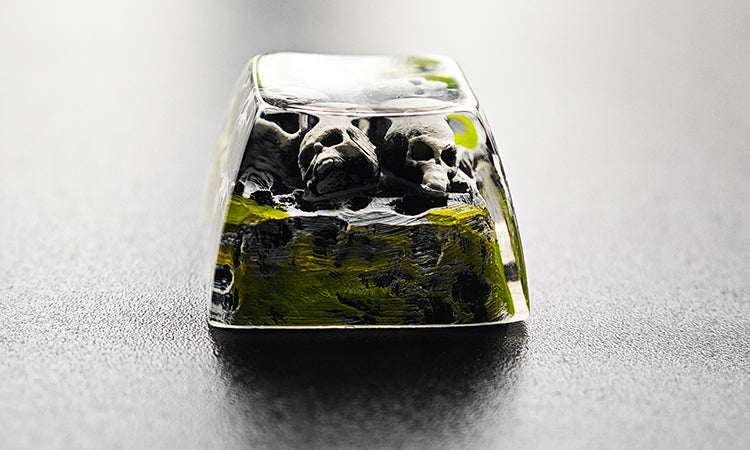 Custom Handmade Translucent Resin Keycaps for Mechanical Keyboards - Skull & Soul Design, Creative Drip Art - Perfect for Gaming, Typing & Custom Keyboard Builds