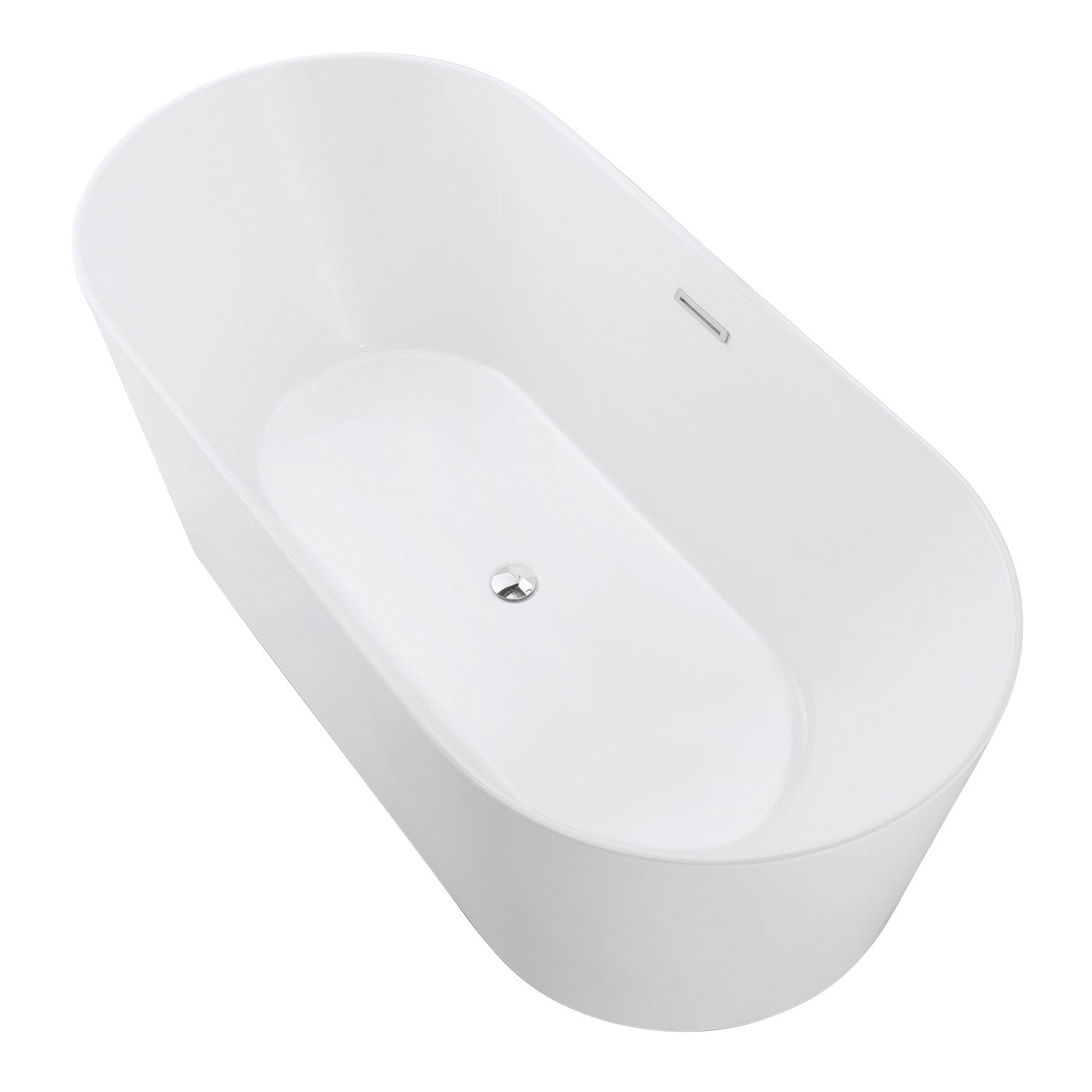 Aqua Eden 67-Inch Freestanding Acrylic Oval Bathtub - Glossy White Double-Ended Soaking Tub with Drain - Perfect for Luxury Bathrooms & Spa Retreats