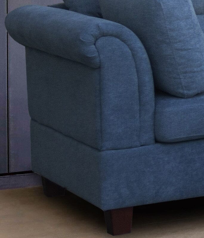 Diego Blue Fabric Sectional Sofa with Right Facing Chaise, Storage Ottoman & 2 Accent Pillows - Modern Living Room Furniture for Small Spaces, Apartments & Family Gatherings