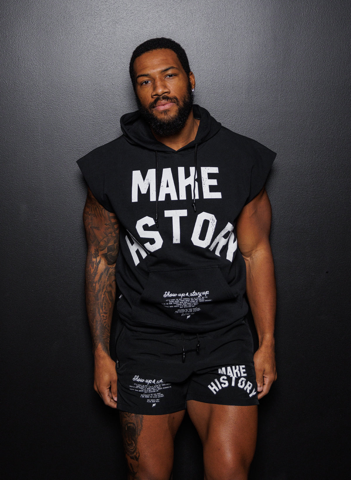 MAKE HISTORY Sleeveless Hoodie for Men & Women - Black Zip Up Vest for Gym, Running & Casual Wear