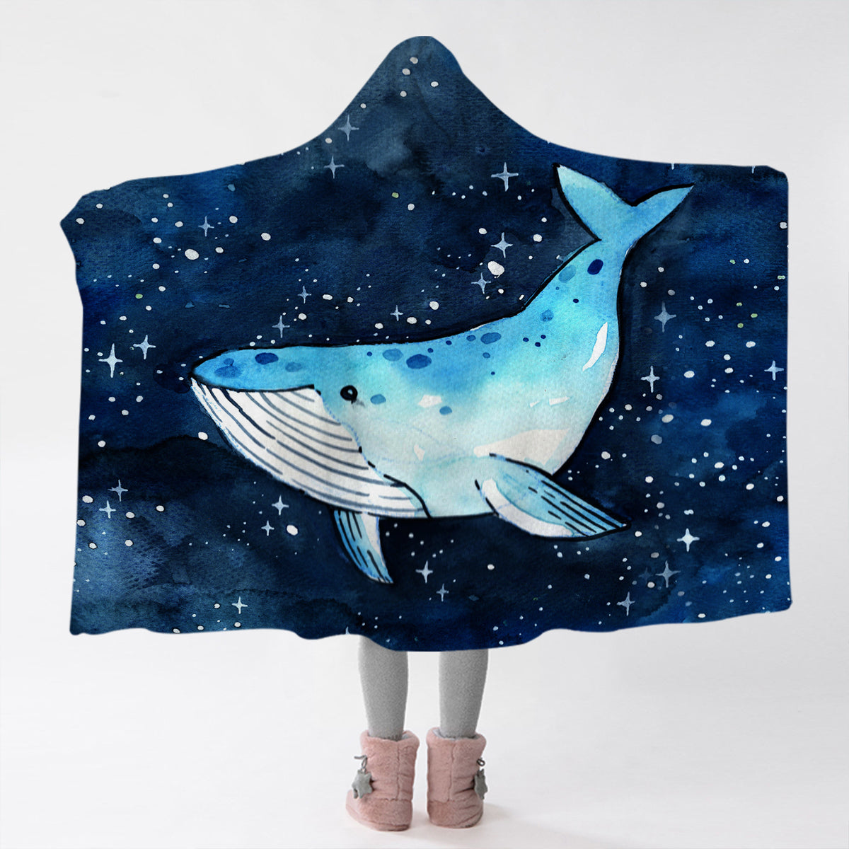 King of Whales Hooded Blanket - Soft Fleece Wearable Blanket for Adults & Kids - Perfect for Movie Nights, Camping, and Cozy Indoor Lounging