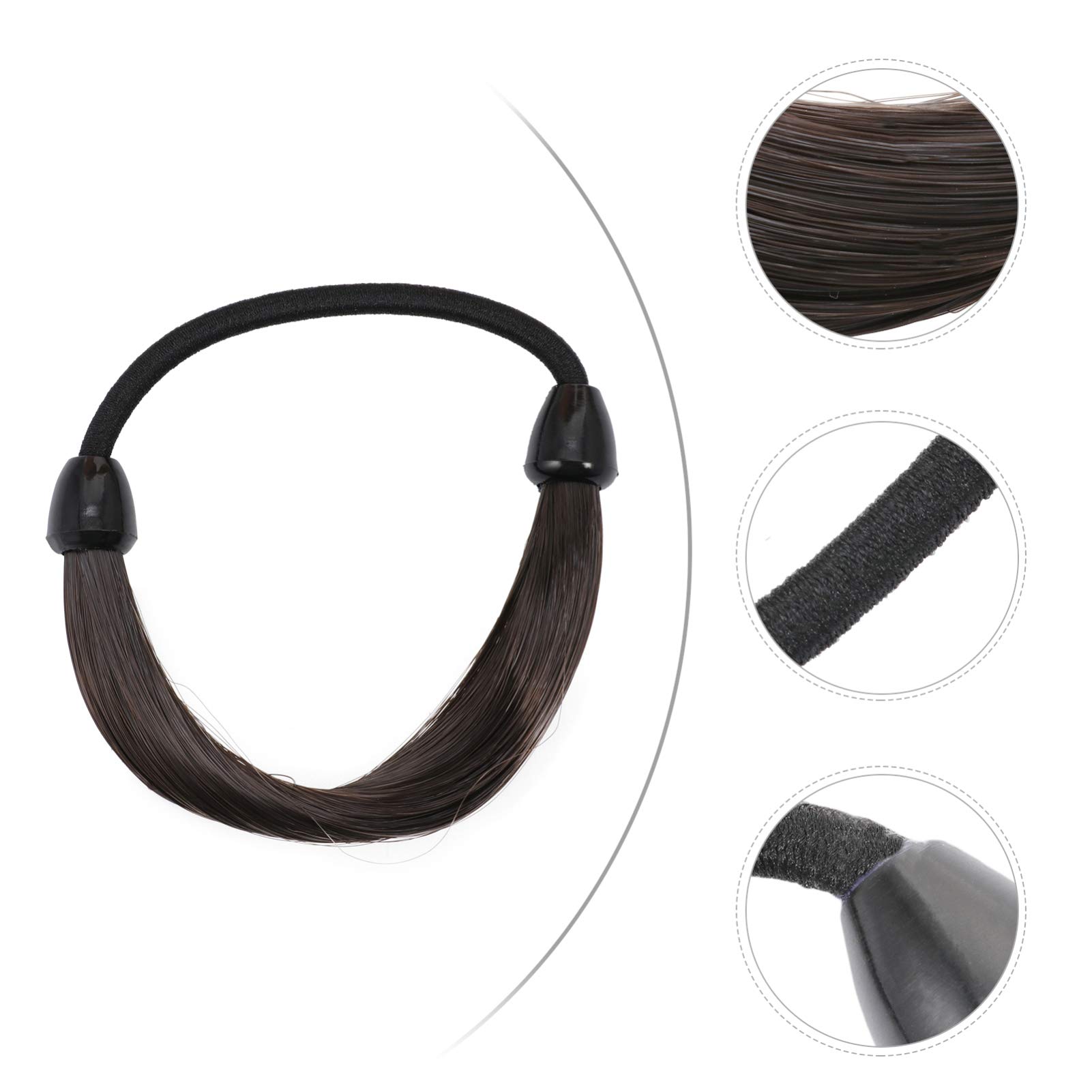 6-Piece Synthetic Wig Hair Ties - Elastic Ponytail Holders, Scrunchies & Hair Bands for Women & Girls (Natural Black) | Perfect for Daily Styling, Cosplay & Wig Maintenance