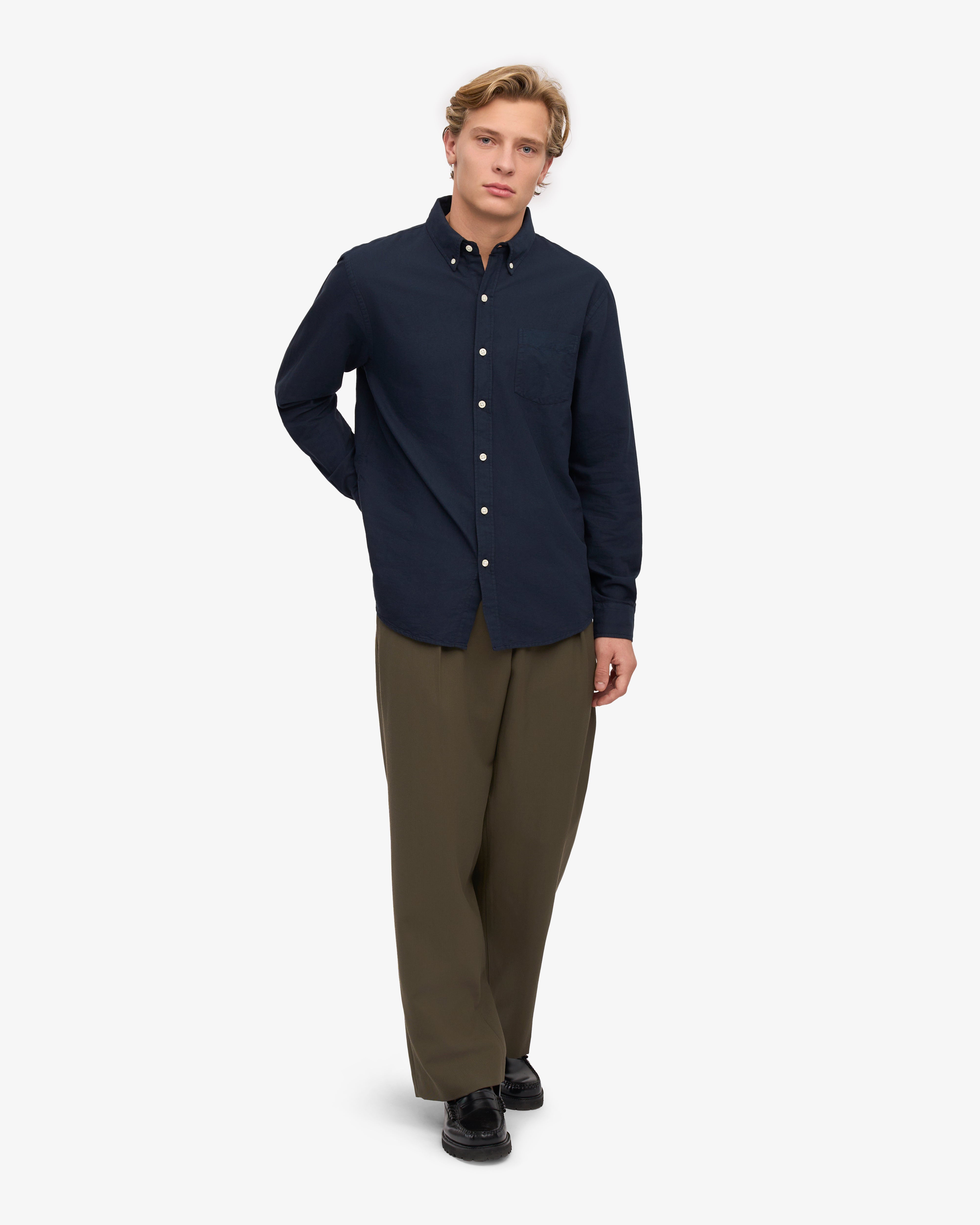 Organic Cotton Button Down Shirt for Men - Navy Blue Casual Dress Shirt - Perfect for Office, Business Meetings & Smart Casual Outfits