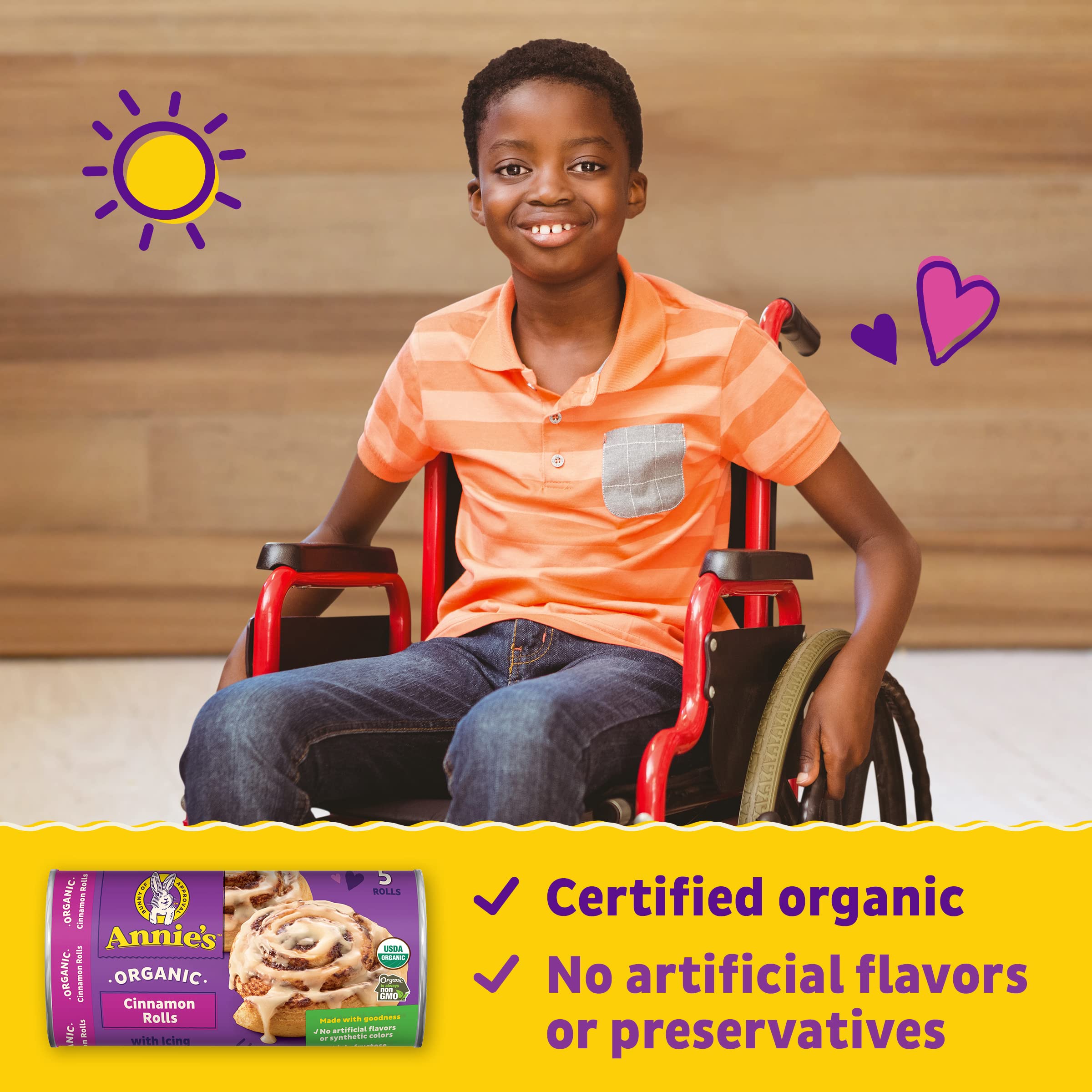 Annie's Organic Cinnamon Rolls with Icing - 5 Pack (17.5 oz) | Refrigerated Dough for Easy Baking | Perfect for Breakfast, Brunch & Holiday Treats