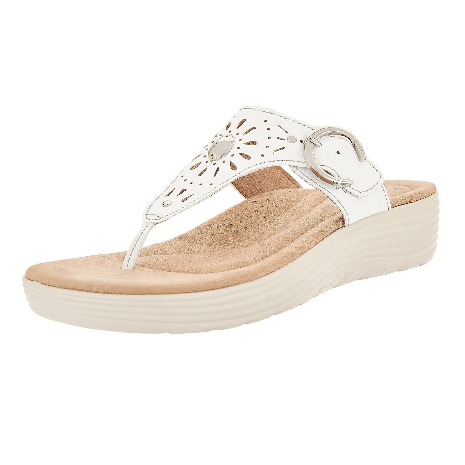 JJKM Women's Embroidered Open Toe Roman Sandals - Breathable Flip Flop Slippers with Ring Design for Summer Beach Walking, Vacation & Casual Outfits