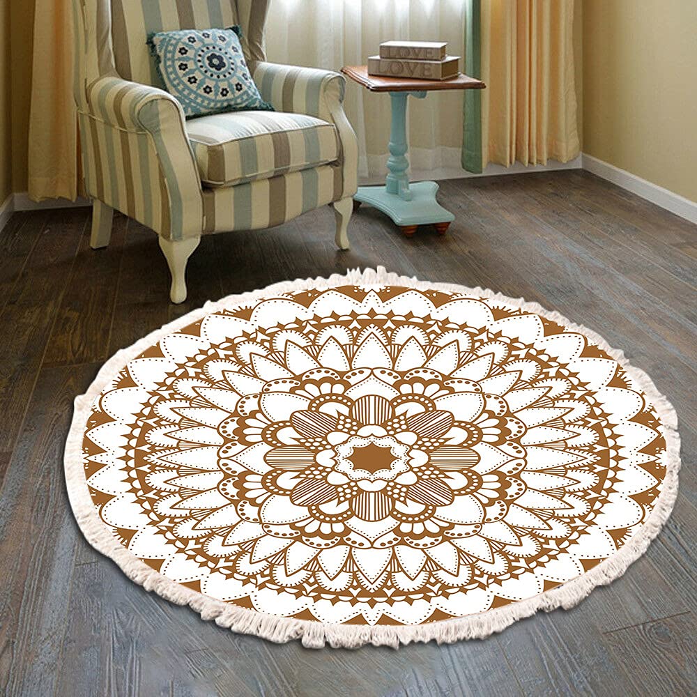 Geling Large Bohemian Round Cotton Area Rugs - 32