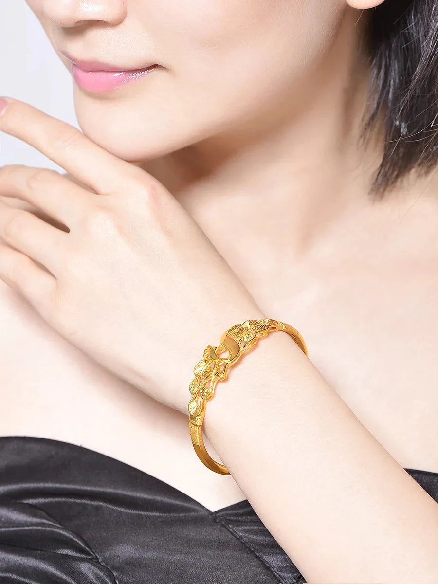 24K Pure Gold Bracelet for Women - 999 Solid Real Gold Bangle with Butterfly Charm - Elegant & Trendy Classic Jewelry Gift for Her - Perfect for Anniversary, Birthday & Special Occasions