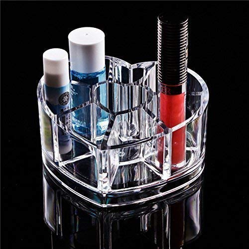 Acrylic Heart-Shaped Lipstick Holder & Makeup Organizer - Display Stand for Lipsticks, Nail Polish, Eyebrow Pencils & Brushes | Perfect for Vanity, Bathroom & Travel Storage