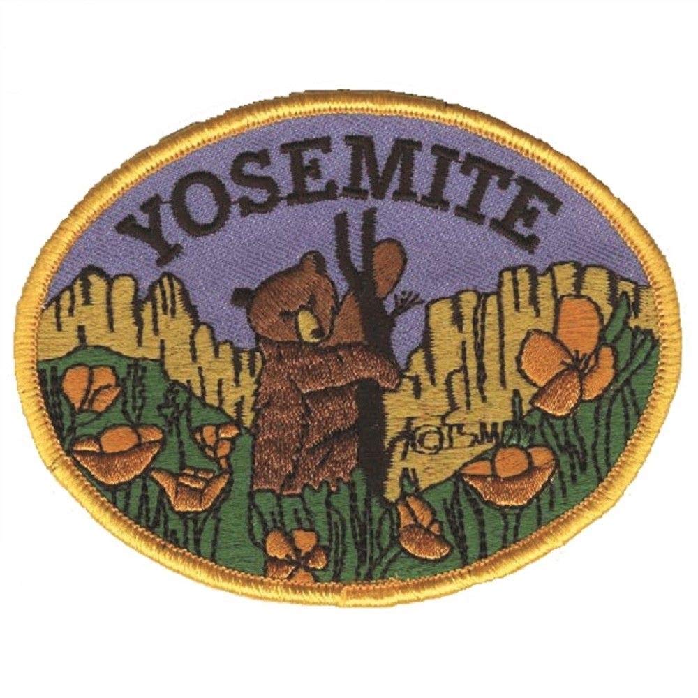 Yosemite National Park Embroidered Patch - California Bear & Poppies Design Iron On Sew On Badge for Jackets, Backpacks, Hats - Perfect for Hiking, Camping & Outdoor Adventures