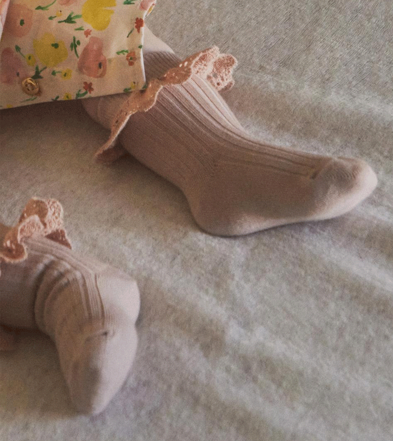 Rose Dust Lisa Lace Socks by mp Denmark - Elegant Floral Ankle Socks for Women, Perfect for Weddings, Parties & Everyday Wear