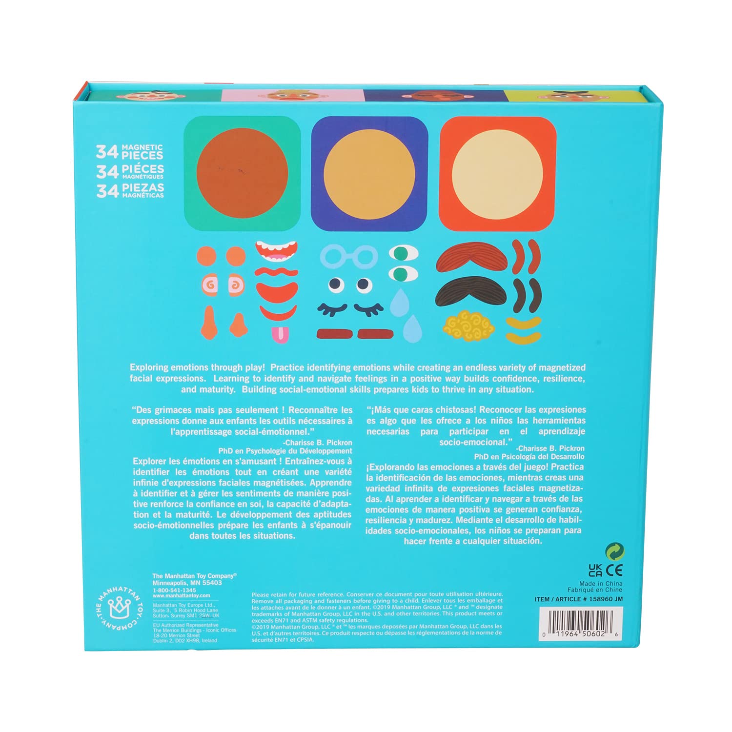 Manhattan Toy Making Faces 34-Piece Bilingual Emotion Learning Toy for Kids Ages 3+ | English & French Language Development | Social Emotional Learning for Preschool & Classroom