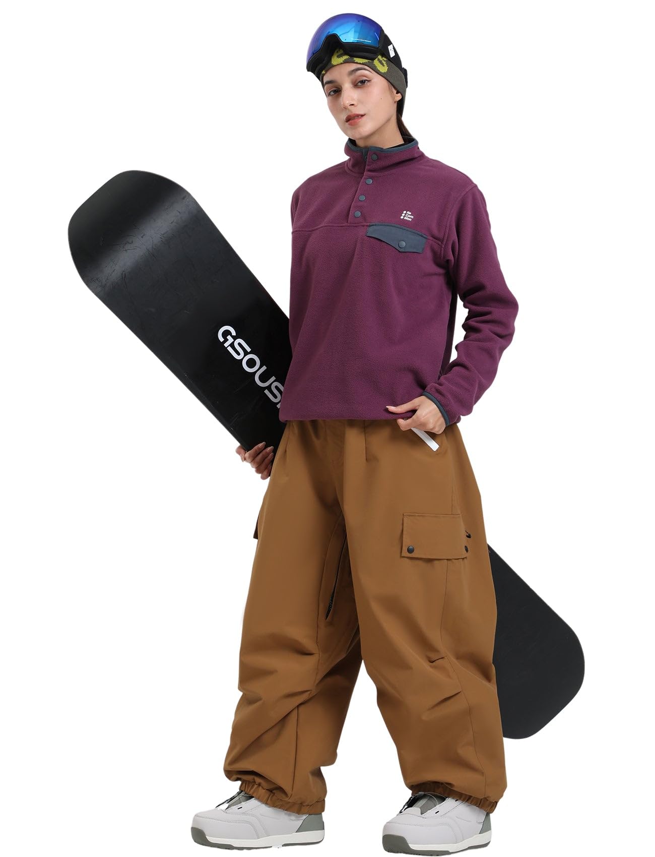 GSOU SNOW Men's & Women's Baggy Ski Pants - Insulated Waterproof Snowboard Pants for Winter Sports | Windproof, Wear-Resistant Cargo Pants for Skiing, Snowboarding & Outdoor Activities