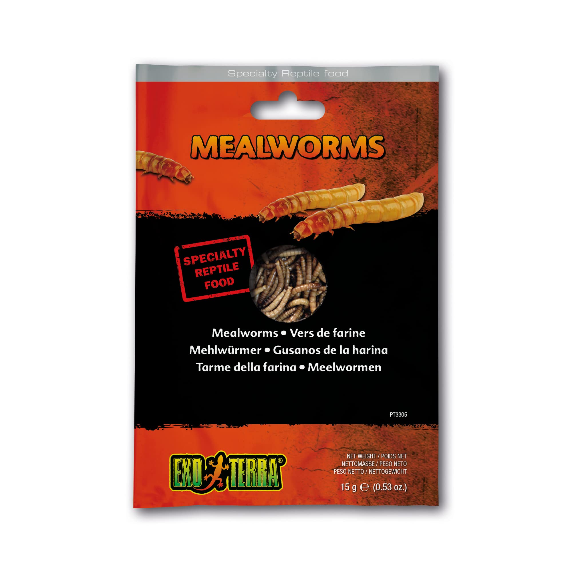 Exo Terra Vacuum Packed Reptile Food - Premium Dried Mealworms for Lizards, Turtles, Frogs & Amphibians | High Protein Insect Diet for Bearded Dragons, Geckos & Chameleons | Perfect for Terrarium Feeding & Pet Nutrition
