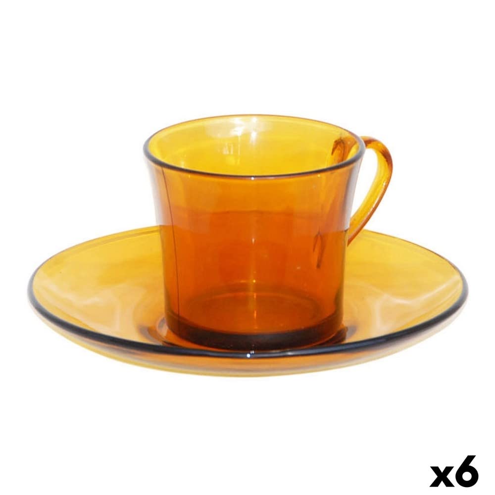Duralex 6-Pack 18 cl Glass Cups with Gold Rim - Shatterproof & Dishwasher Safe for Coffee, Tea, and Dessert Serving | Elegant Tableware for Restaurants, Cafes, and Home Entertaining
