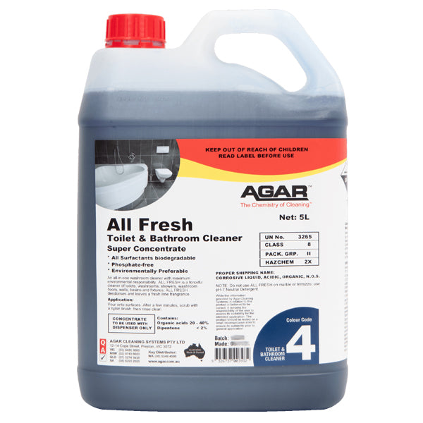 Agar All Fresh Toilet and Bathroom Cleaner - Powerful Stain Remover & Deodorizer for Sparkling Clean Bathrooms - Ideal for Home, Hotel & Office Use