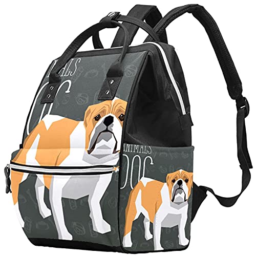 LORVIES Adorable Bulldog Diaper Backpack - Spacious Multi-Functional Baby Travel Backpack for Moms | Perfect for Daycare, Family Outings & Airplane Travel with Baby Essentials