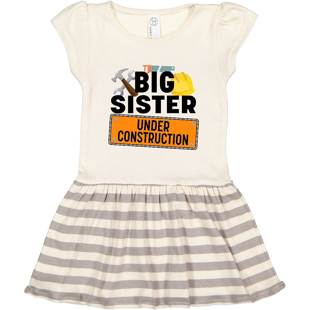 Inktastic Big Sister Under Construction Toddler Dress - Cute Baby Girl Outfit for Sibling Announcement & Family Photos