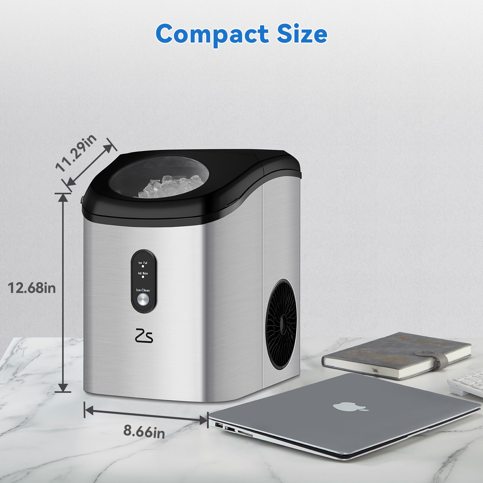 Portable Nugget Ice Maker Countertop - 33Lbs/24Hrs Soft Chewable Ice, Self-Cleaning, One-Touch Operation with Ice Scoop & Basket - Perfect for Home, Kitchen, Office, Bar & Outdoor Parties