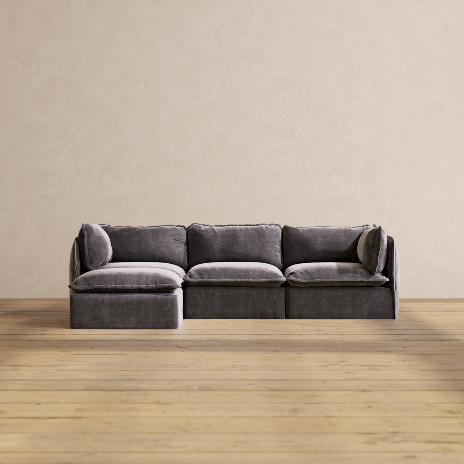 Modular Performance 3-Seater Sectional Sofa in Cinder Gray - Comfortable L-Shaped Couch for Living Room, Family Room & Home Theater
