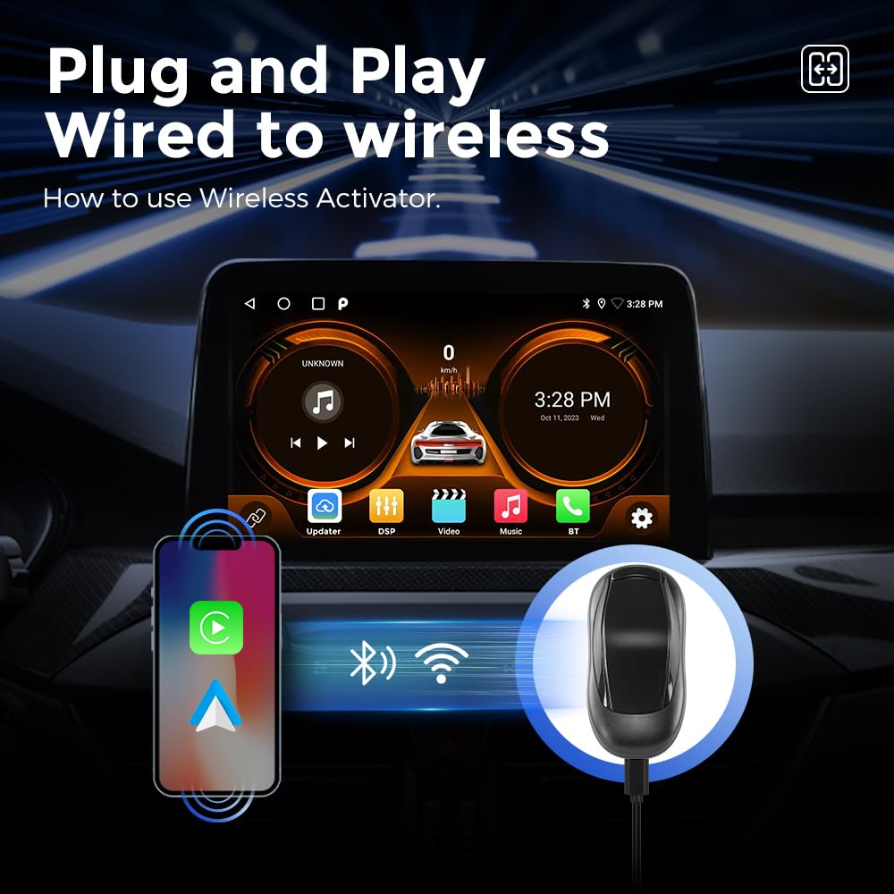 FELLOSTAR Wireless Android Auto & CarPlay Adapter - Type-C Plug-in for Android Phones & iPhones - Android Open System - Perfect for Hands-Free Driving & Seamless Music Streaming