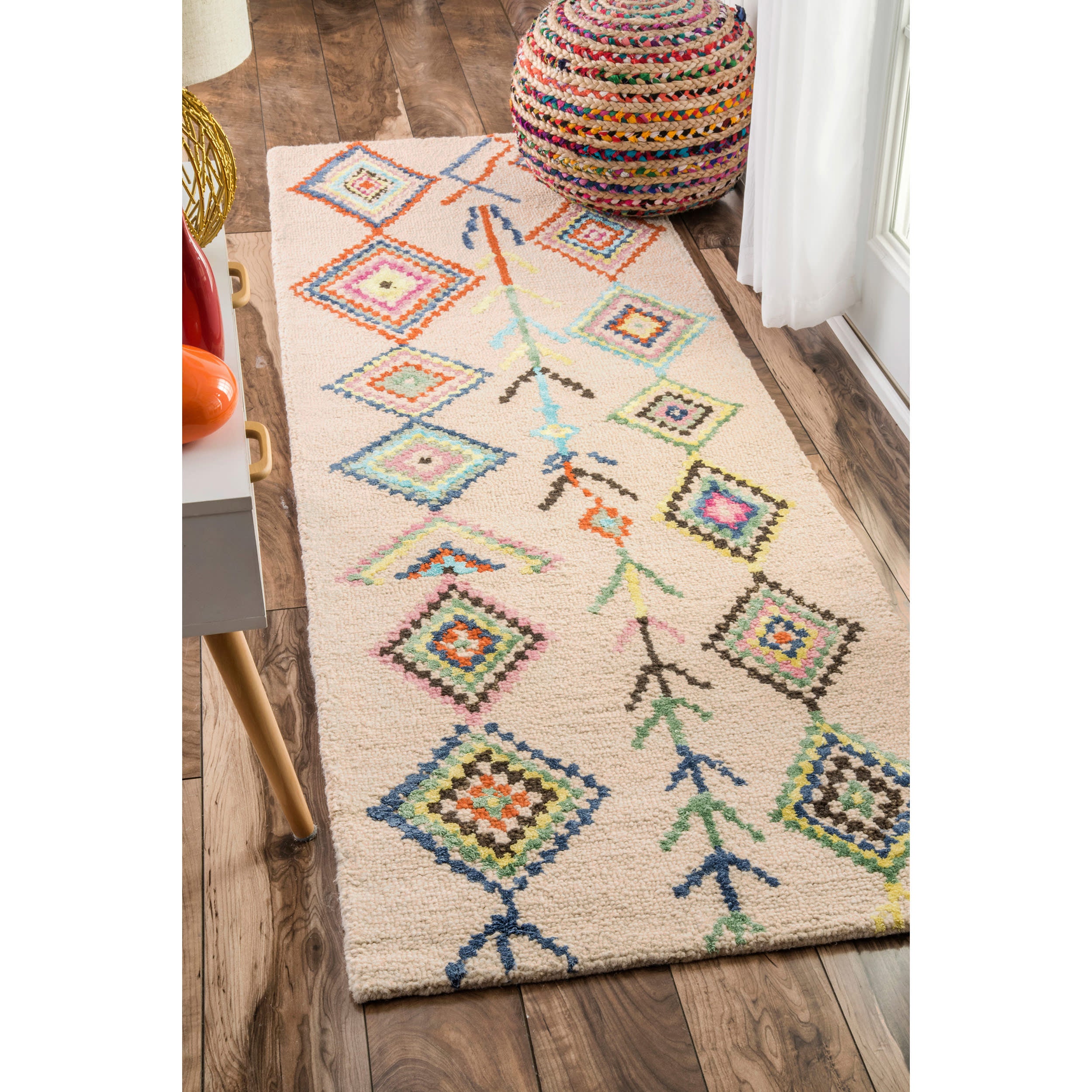 Ezra Moroccan Diamond Rug - Ivory Handwoven Area Rug for Living Room, Bedroom, or Office Decor | Soft & Durable Moroccan Style Carpet