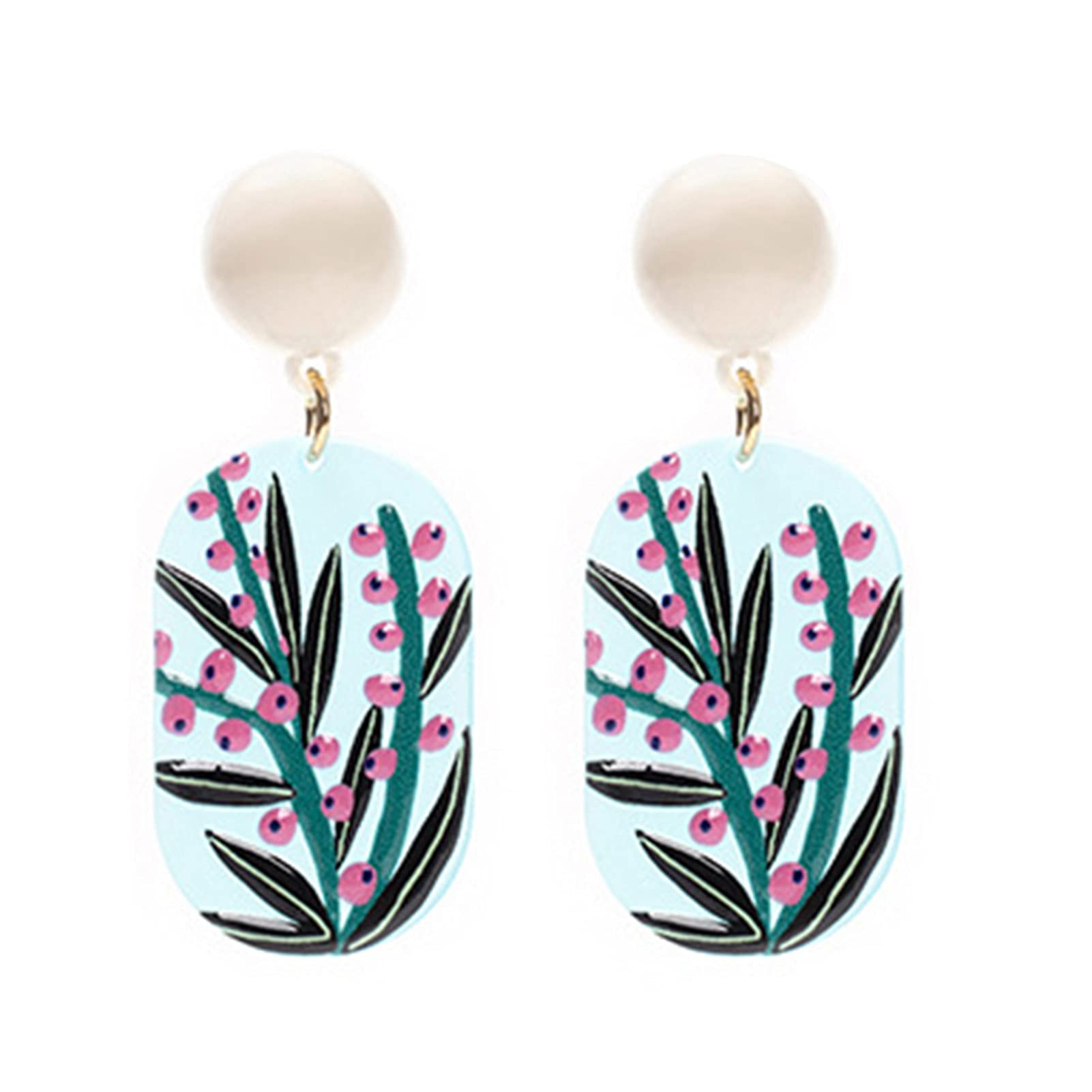 Gflyme Women's Floral Embossed 3D Dangle Earrings - 1 Pair Colorful Stud Earrings for Daily Wear | Elegant Jewelry Gift for Women, Party & Office Accessories